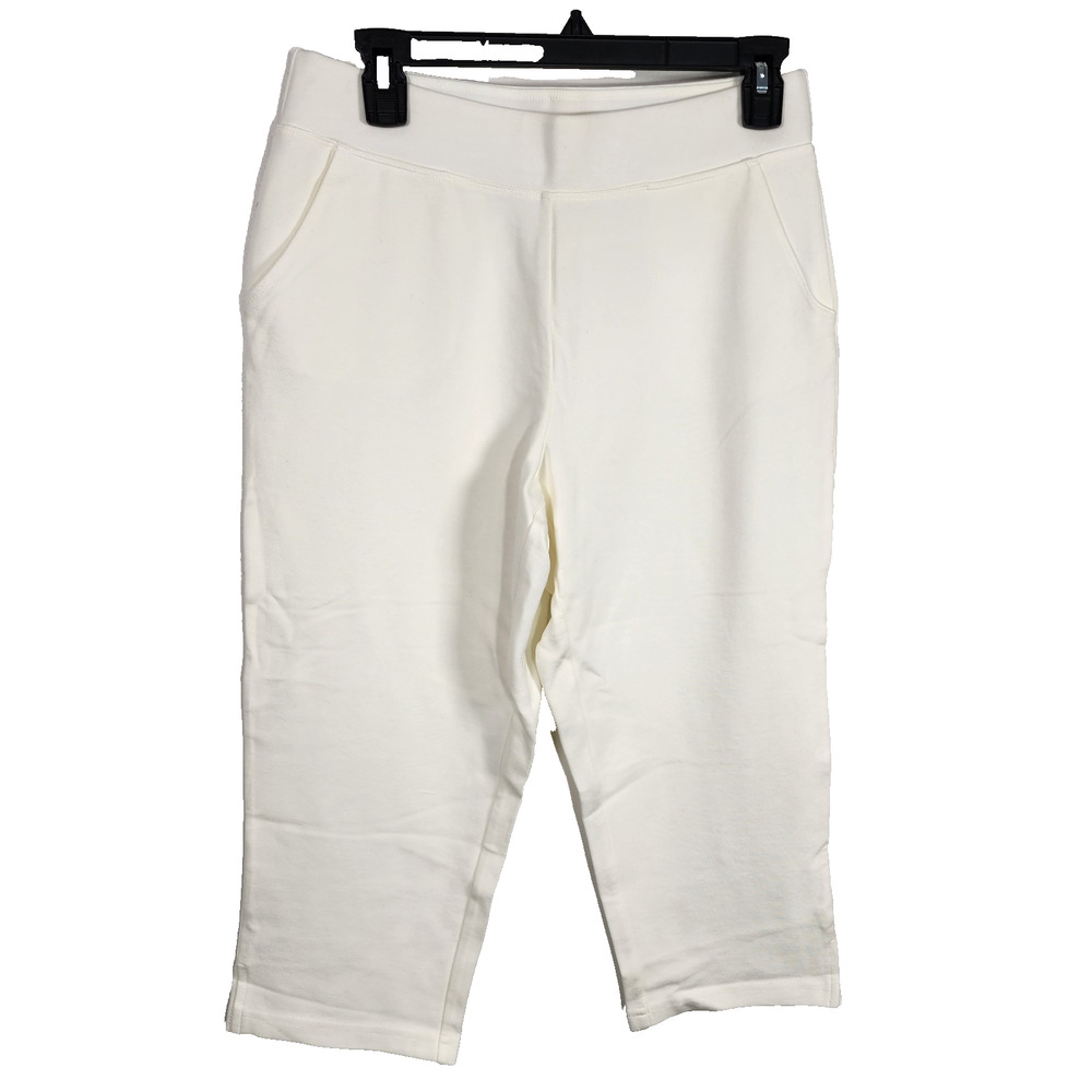 Belle by Kim Gravel Women Ponte Knit Capri Pant Side Vents White Size 10 A398131